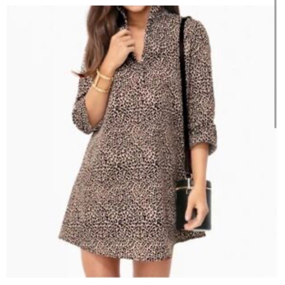 Tuckernuck Royal Leopard Animal Print Shirt Dress Y2K Preppy Coaquette Old Money